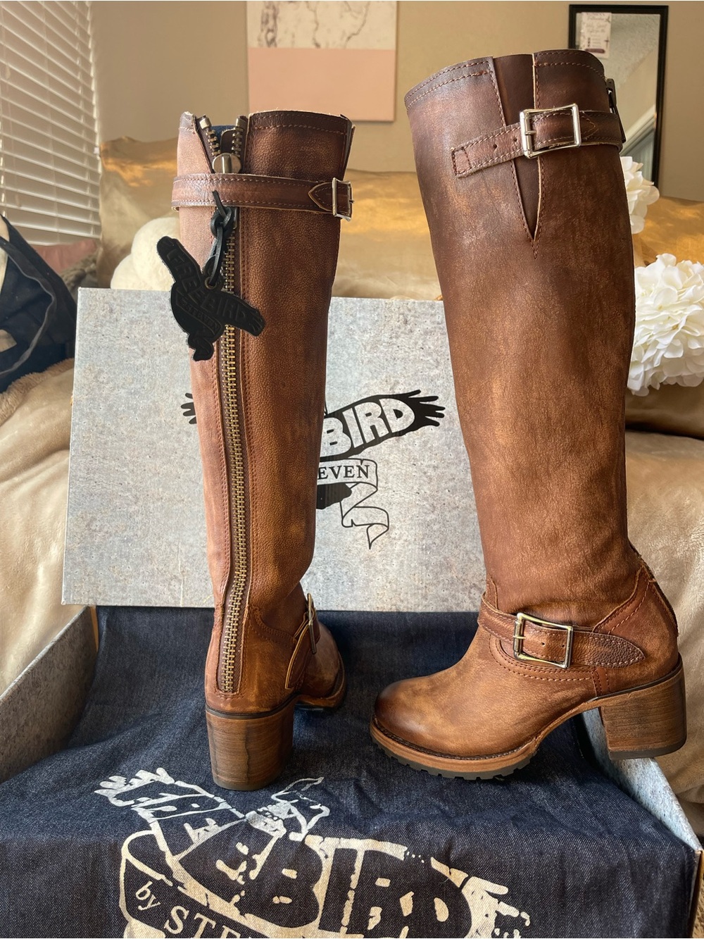 Freebird “Cody”  NIB/HTF Tall  Leather Boots in Brown (Discontinued Style)